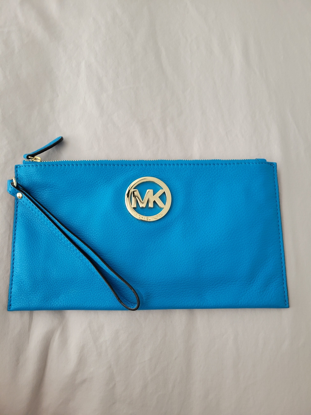 Michael Kors Turquoise Blue Leather Wristlet Clutch